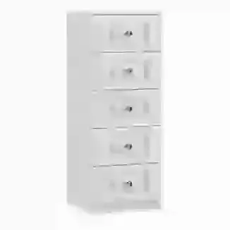 Crystal Knob 5 Drawer Narrow Chest White or Cashmere